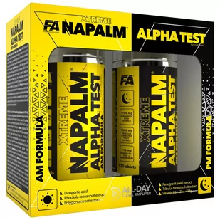 FA Xtreme Napalm Alpha Test AM PM Formula 2x120tabs - Boostery testosteronu - miniaturka - grafika 1