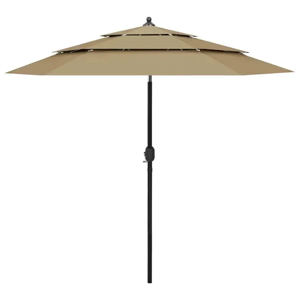Parasol ogrodowy 3-poziomowy, UV, deszcz, 250x229cm, taupe