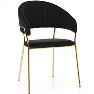 Krzesła - Krzesło Glamour czarne • C-889 • złote nogi - miniaturka - grafika 1