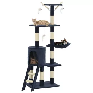 GSTORE Drapak dla kota ze słupkami sizalowymi 138 cm granatowy GS-170582 - Drapaki dla kotów - miniaturka - grafika 1