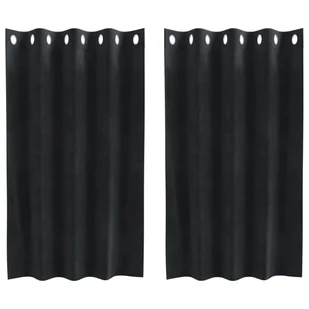Zasłony vidaXL Czarne Poliester 140 x 140 cm Wstawki dekoracyjne - Zasłony - miniaturka - grafika 1