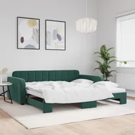 Łóżka - vidaXL Sofa rozsuwana, ciemnozielona, 100x200 cm, aksamit - miniaturka - grafika 1