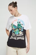 Koszulki sportowe damskie - Desigual t-shirt bawełniany damski kolor biały - miniaturka - grafika 1