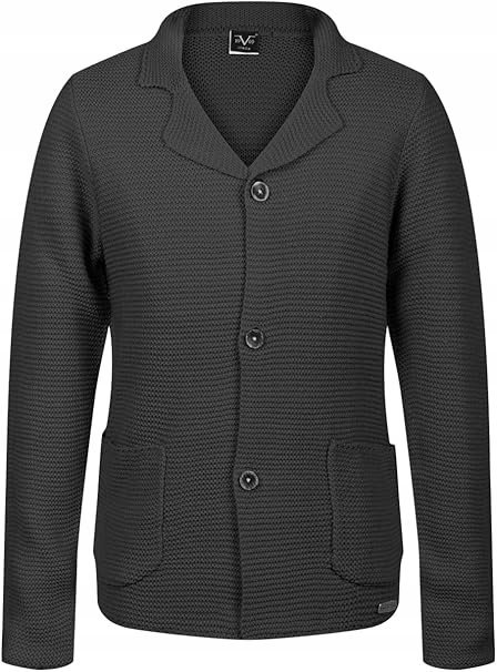 19V69 SWETER MĘSKI GŁADKI W KOLORZE CZARNYM Z KIESZENIAMI Z WEŁNĄ XL J9A