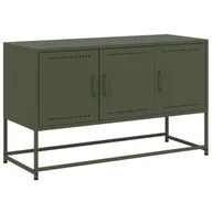 Szafki RTV - vidaXL Szafka pod telewizor oliwkowa zieleń 100,5x39x60,5 cm stal - miniaturka - grafika 1