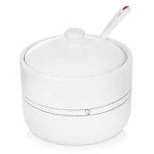 Cukiernice - Orion Cukierniczka Z Łyżeczką I Pokrywką Ceramiczna Biała Serduszka - miniaturka - grafika 1