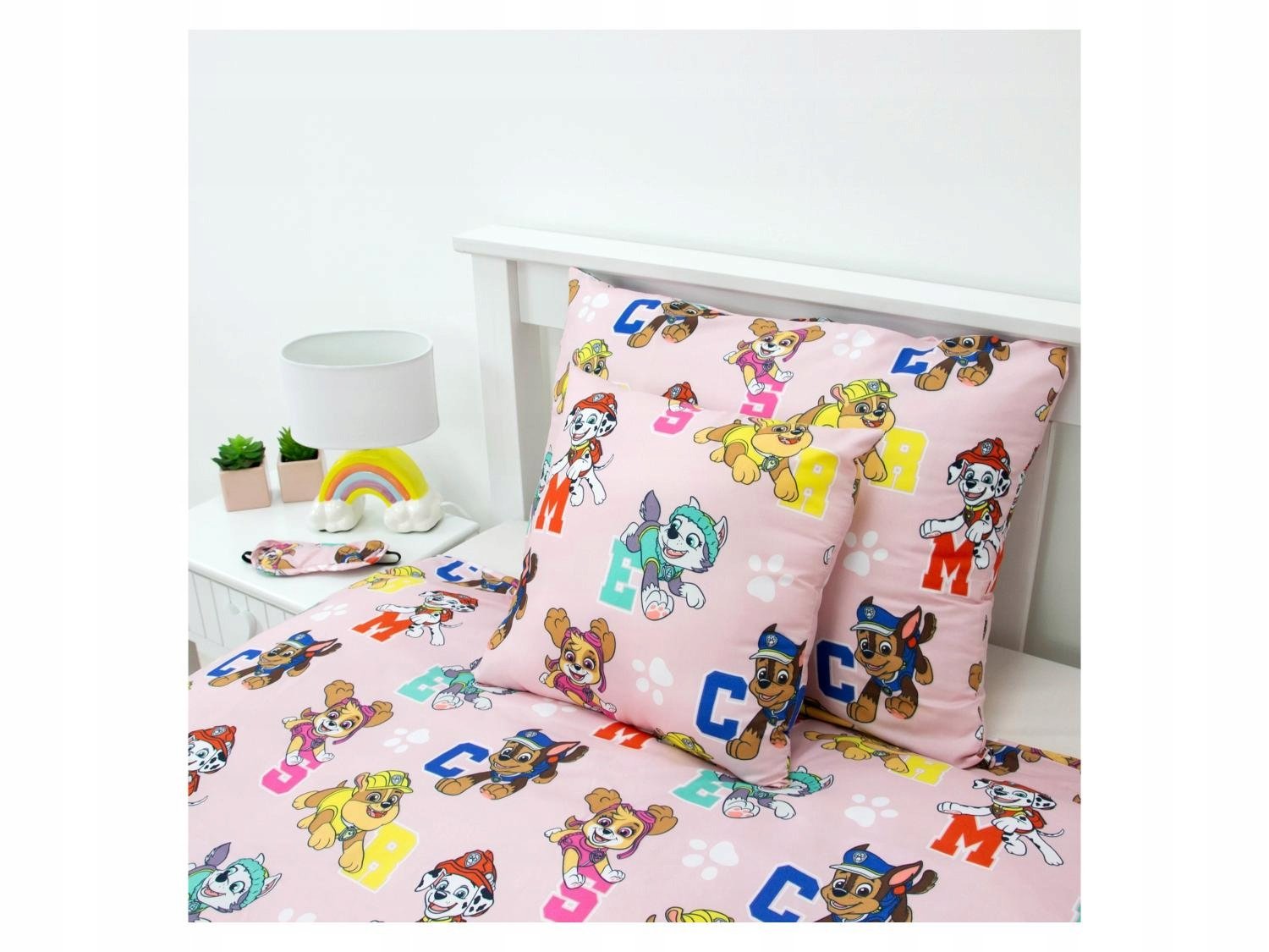Komplet pościeli Psi Patrol 140 x 200 cm odcienie różu Maska Na Oczy Girlan