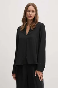 Tommy Hilfiger bluzka damska kolor czarny gładka WW0WW43364 - Bluzki damskie - miniaturka - grafika 1