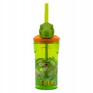 Kubki dla dzieci - DINOZAUR DINO T-REX KUBEK ZE SŁOMKĄ 3D 360 ML - miniaturka - grafika 1