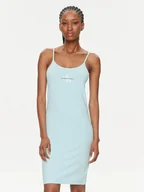 Sukienki - Calvin Klein Jeans Sukienka letnia J20J223420 Błękitny Slim Fit - miniaturka - grafika 1