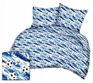 Pościel - pościel bawełna lux 220x220 + 2 poszewka B 346-3 fotball niebieski - miniaturka - grafika 1
