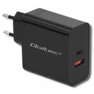 Ładowarki do telefonów - Qoltec Ładowarka sieciowa | 63W | 5-20V | 1.5-3A | USB typ C PD | USB QC 3.0 | Czarna - miniaturka - grafika 1
