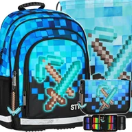 Plecaki worki - Plecak Szkolny Dla Chłopca Piksele Gra Pixel Blue Worek Piórnik Wyposażony - miniaturka - grafika 1