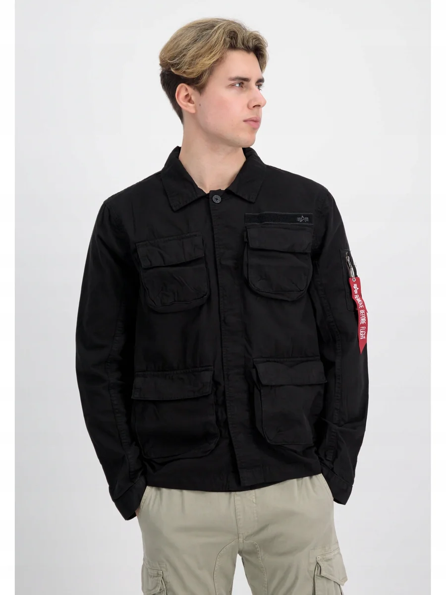ALPHA INDUSTRIES CZARNA KURTKA MĘSKA BAWENIANA Z KIESZENIAMI M 2DA