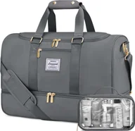 Torby sportowe - Torba sportowa damska LOVEVOOK Weekender Torba podróżna z mokrą komorą 40L Szara - miniaturka - grafika 1