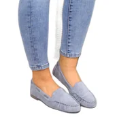 Mokasyny damskie - Mokasyny damskie zamszowe niebieskie Sergio Leone MK722 - miniaturka - grafika 1