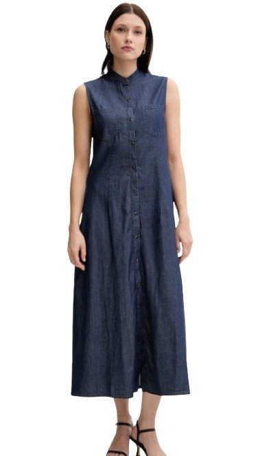 UNITED COLORS OF BENETTON JEANSOWA SUKIENKA MIDI Z GUZIKAMI XL J5A