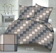 Pościel - Pościel z kory 160x200 kostka kratka geometria 3D-1112E - miniaturka - grafika 1