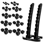 Stojaki na hantle i obciążenia - Zestaw hantli HMS HPT (2x1/2x2/2x3/2x4/2x5/2x6/2x7/2x8/2x9/2x10 kg) + Stojak STR37 - miniaturka - grafika 1