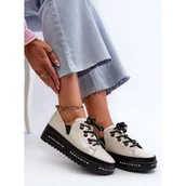 Półbuty damskie - S. BARSKI Półbuty S.Barski LR620 Beige - beżowy - miniaturka - grafika 1