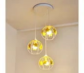 Wyposażenie pokoiku dziecięcego - Żyrandol dziecięcy na lince STARS 3xE27/15W/230V żółty/biały - miniaturka - grafika 1