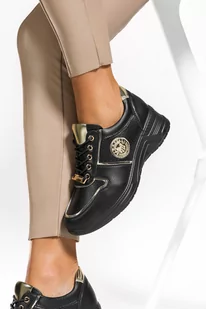 Czarne sneakersy damskie buty sportowe na platformie sznurowane Casu SG-813-1-36 - Moda i Uroda OUTLET - miniaturka - grafika 1