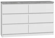 Komody - Komoda do sypialni, salonu, M6, 120x30x77 cm, biel, beton, mat - miniaturka - grafika 1