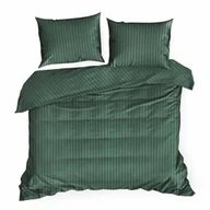 Pościel - Eurofirany Pościel satynowa 140x200 Vera zielona ciemna adamaszkowa paski - miniaturka - grafika 1