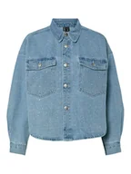 Kurtki damskie - Pieces Kurtka jeansowa Tamra 17157410 Niebieski Regular Fit - miniaturka - grafika 1