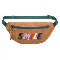 Torebki damskie - LÄSSIG Dziecięca torba na ramię z regulowanym paskiem/mini Bum Bag Cord Smile Caramel, beżowy, Dziecięca torba na brzuch - miniaturka - grafika 1