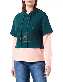 Bluzy damskie - Love Moschino Damska bluza z długim rękawem z logo Box Design, zielony czarny, 48 - grafika 1