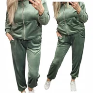 Dresy damskie - Rozpinany Dres Damski Welur 54 56 7xl 8xl KHAKI wygodny otulający SUPERBIG - miniaturka - grafika 1