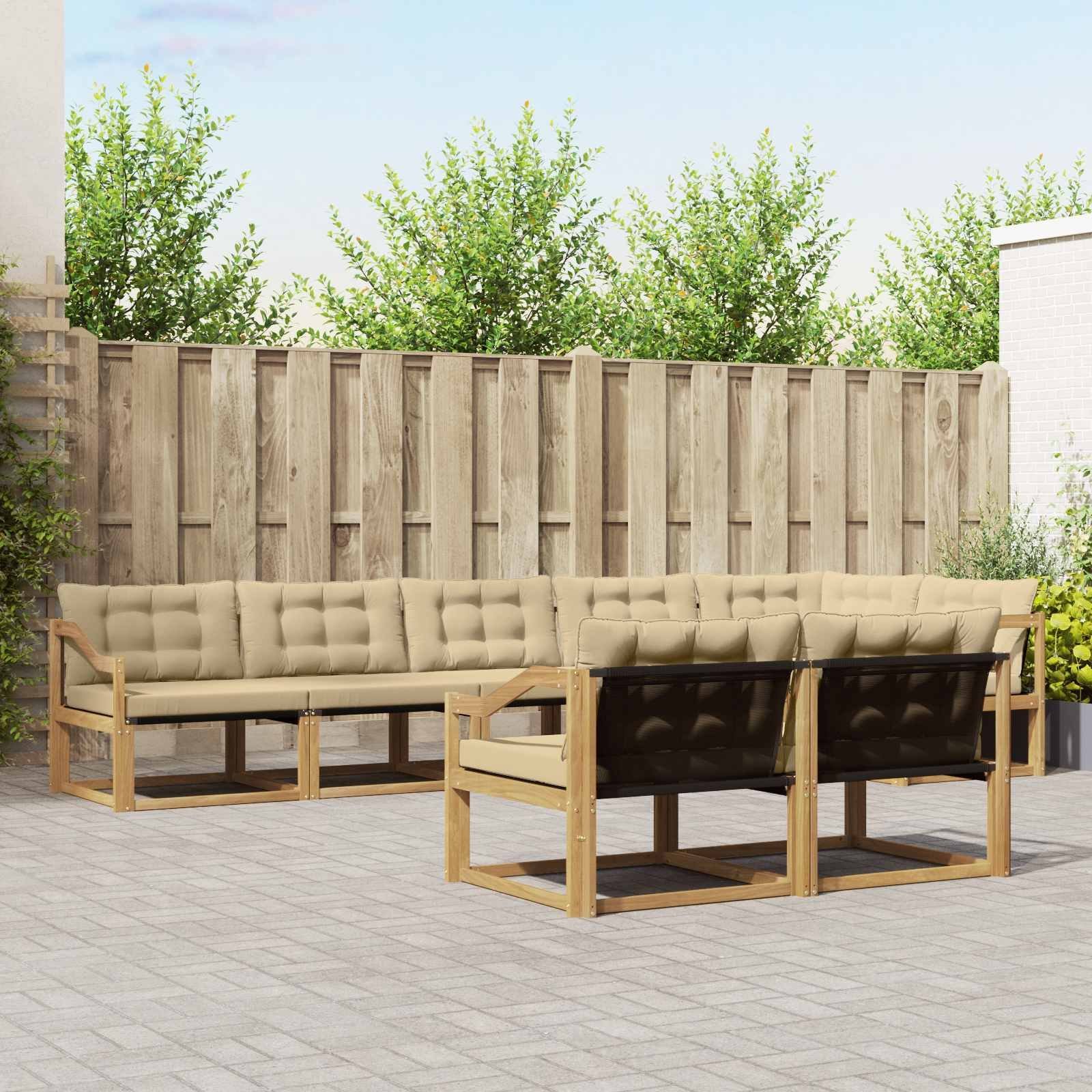 vidaXL Zestaw sof na zewnątrz z poduszką 8 pcs Biały i Beżowy