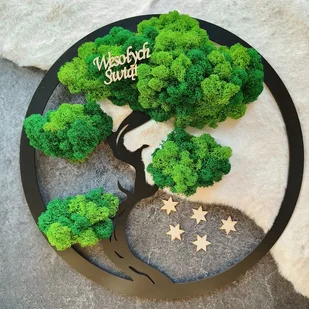 Drzewo Bonsai z chrobotkiem reniferowym: 39cm -prezent świąteczny - Ozdoby bożonarodzeniowe - miniaturka - grafika 1