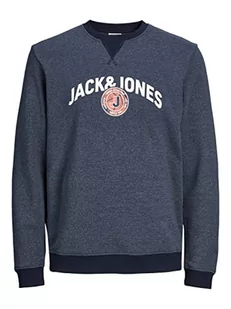 JACK & JONES Męska bluza z logo Jcoounce Sweat Crew Neck, granatowy blezer/szczegóły: melanż, S - Bluzy męskie - miniaturka - grafika 1
