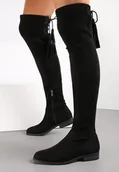 Kozaki damskie - Czarne Kozaki z Dopasowaną Cholewką za Kolano Narolle - Renee - miniaturka - grafika 1