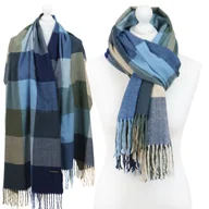 Apaszki i szaliki damskie - DUŻY PIĘKNY CIEPŁY SZAL SZALIK  W KRATKĘ - SZA-H-9749-4 - miniaturka - grafika 1