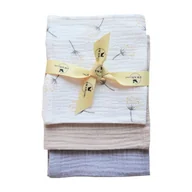 Pieluchy - Pieluszki muślinowe 30x30 - beż + szara + dmuchawce białe, SwanStore - miniaturka - grafika 1