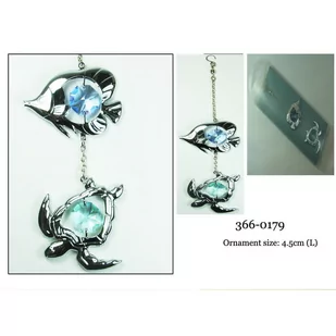Crystocraft, miniaturka-zawieszka chromowana Swarovski - RYBKA i ŻÓŁW - Figurki dekoracyjne - miniaturka - grafika 1
