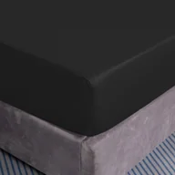 Prześcieradła - Prześcieradło Bawełniane Z Gumką 140X200+25 Czarne - miniaturka - grafika 1