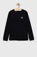 Bluzki dla dziewczynek - adidas Originals longsleeve bawełniany dziecięcy kolor czarny gładki - miniaturka - grafika 1