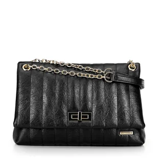 Damska crossbody z ekoskóry dwukomorowa duża czarna - Torebki damskie - miniaturka - grafika 1