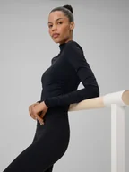 Koszulki sportowe damskie - 4F Longsleeve do jogi slim szybkoschnący damski - czarny XS - miniaturka - grafika 1