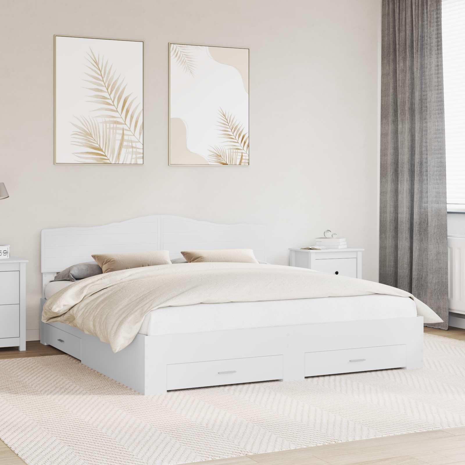 vidaXL Ramka łóżka Biały 180 x 200 cm Materiał drewnopochodny