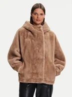 Płaszcze damskie - Kontatto Futro Scarlett GV103N Brązowy Regular Fit - miniaturka - grafika 1