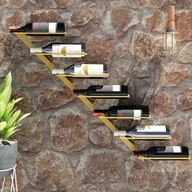 Stojaki na wino - Lumarko Ścienny uchwyt na 7 butelek wina, złoty, metalowy - miniaturka - grafika 1