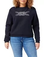 Swetry damskie - Louche Damski sweter polo Jan-Knot, granatowy, 40 PL - miniaturka - grafika 1