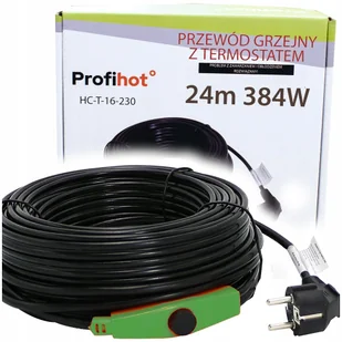 KABEL GRZEWCZY PRZEWÓD GRZEJNY Z TERMOSTATEM do rynny rur 230V 384W 24M - Pozostałe akcesoria sieciowe - miniaturka - grafika 1