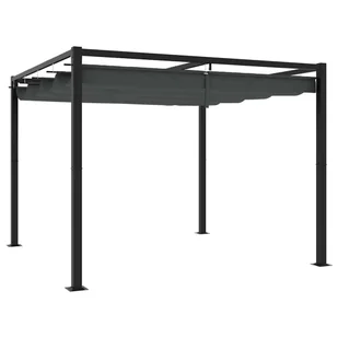 vidaXL Altana ogrodowa ze zwijanym dachem, antracytowa, 3x3 m, stalowa - Altany ogrodowe - miniaturka - grafika 1