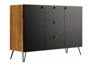 Komoda z szufladami w stylu industrialnym dąb craft + czarny P0-G57 - Komody Komoda z szufladami w stylu industrialnym dąb craft + czarny P0-G57 - Komody - miniaturka - grafika 1